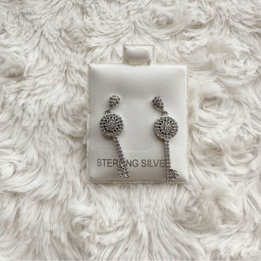 Sterling Silver Key Earrings